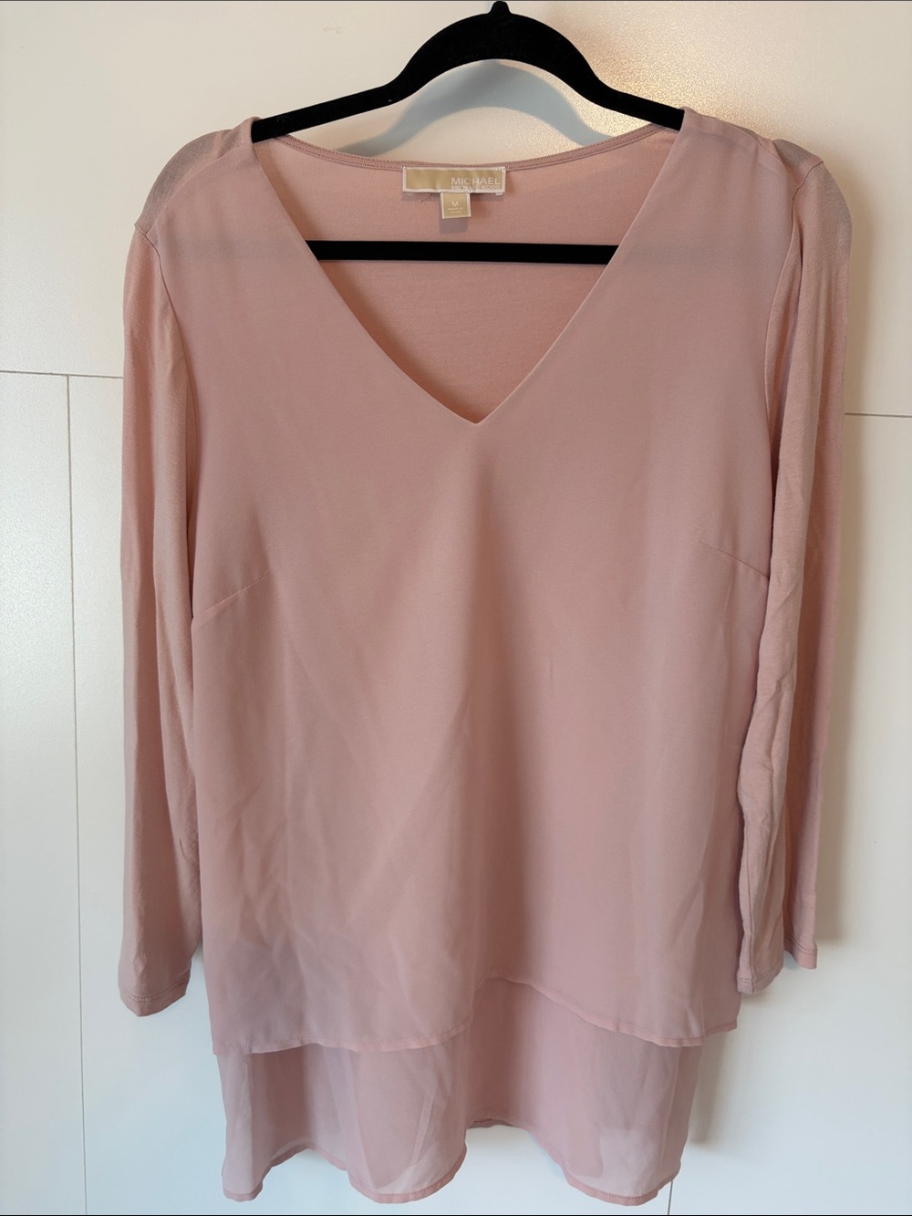 Michael Kors Dusty Blush V-Neck Long Sleeve Tunic